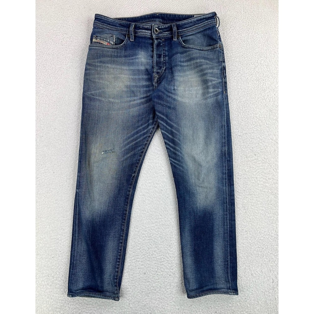 Diesel Buster Jeans Mens 31x30 Blue Slim Tapered Distressed Denim Button Fly